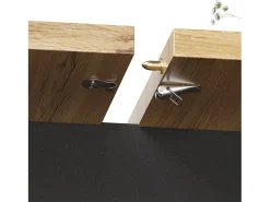 Mesa de comedor extensible 110-140 x 80cm - Tablero imitación madera - Negro y madera
