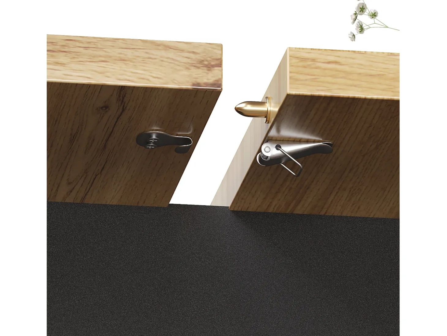 Mesa de comedor extensible 110-140 x 80cm - Tablero imitación madera - Negro y madera