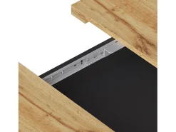 Mesa de comedor extensible 110-140 x 80cm - Tablero imitación madera - Negro y madera