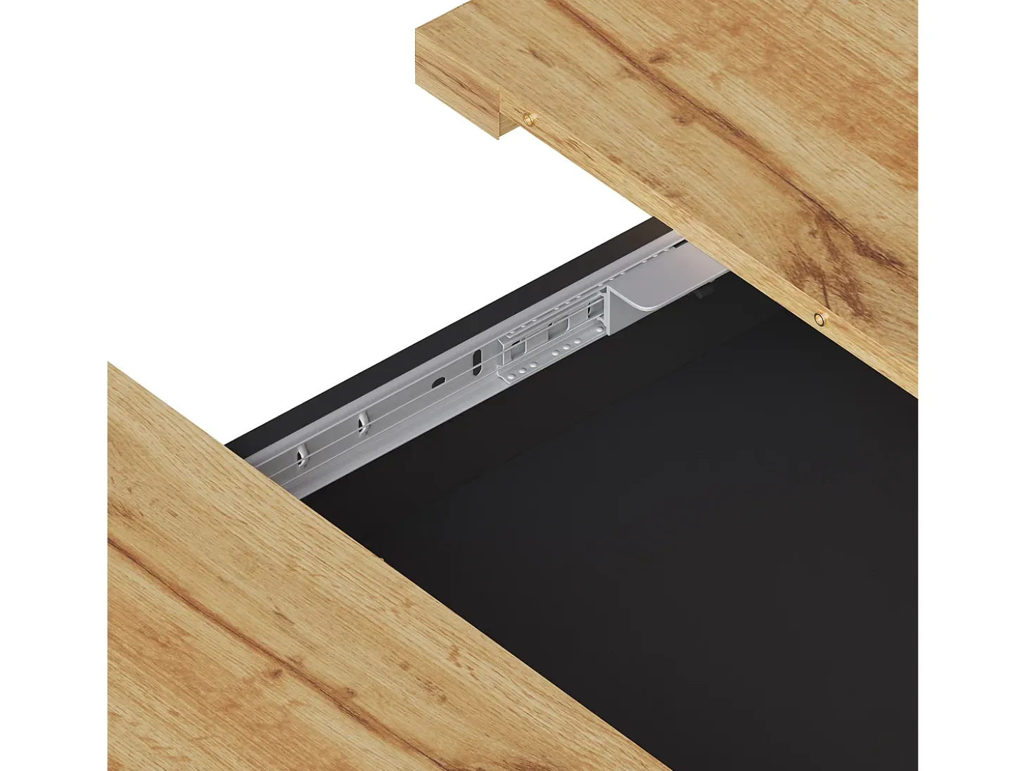Mesa de comedor extensible 110-140 x 80cm - Tablero imitación madera - Negro y madera