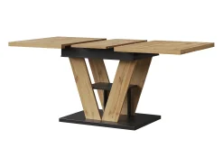Mesa de comedor extensible 110-140 x 80cm - Tablero imitación madera - Negro y madera