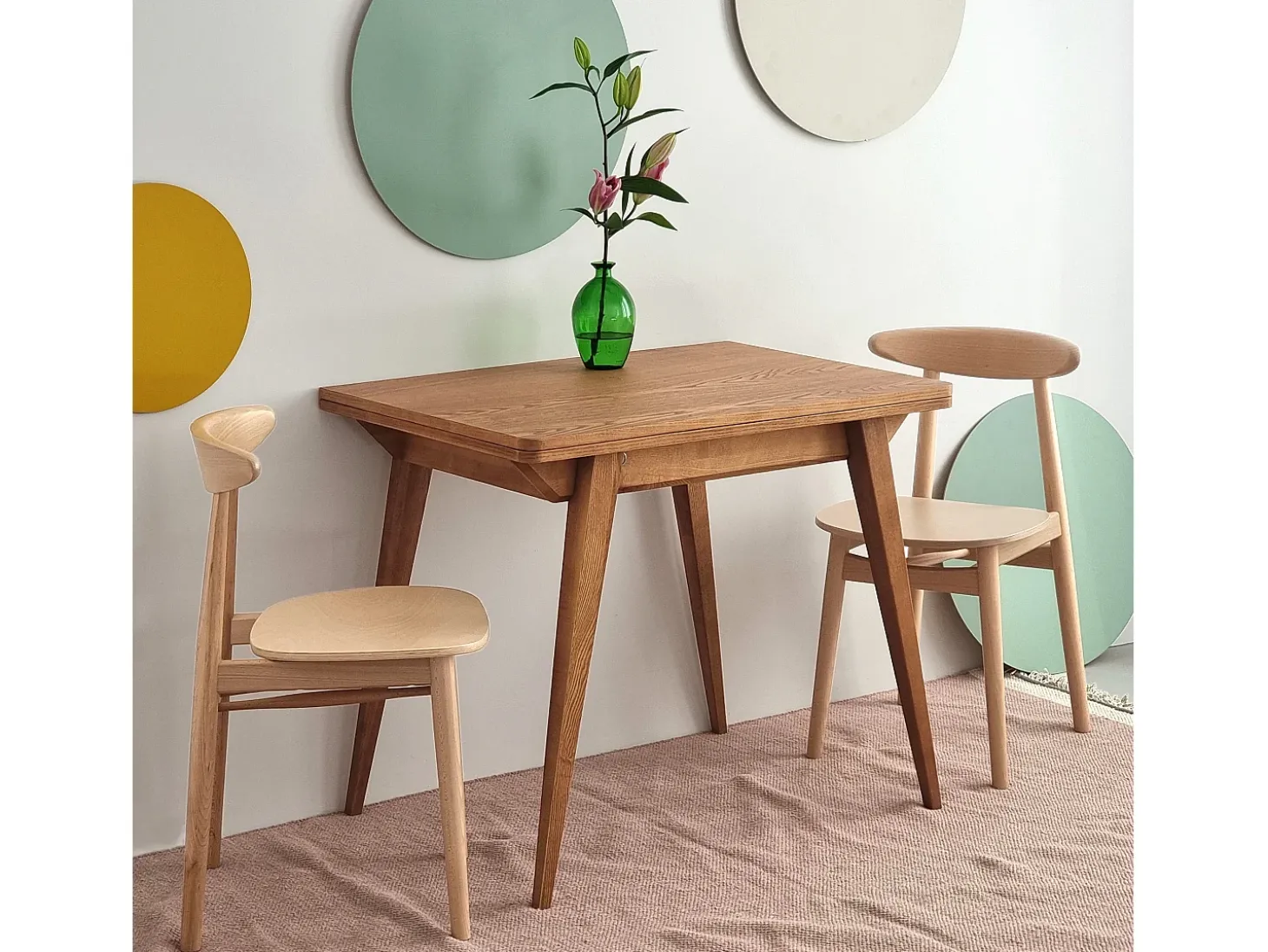 Mesa de comedor extensible 90 x 65 cm Envelope Nogal