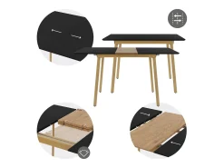 Mesa de comedor extensible mesa de comedor mesa de cocina 110/140x75cm negro