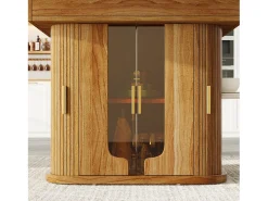Mesa de comedor extensible para 6 personas - 118/158 x 118 x 77 cm - con 3 puertas + estantes - MDF - natural