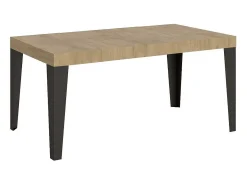 Mesa de comedor extensible Flavio-Color Gris cemento-Soporte 4 pies-Alargaderas -Ancho extensible