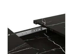 Mesa de comedor extensible para 4-6 personas 160x75cm en MDF con patas de acero regulables, chapa de mármol negro