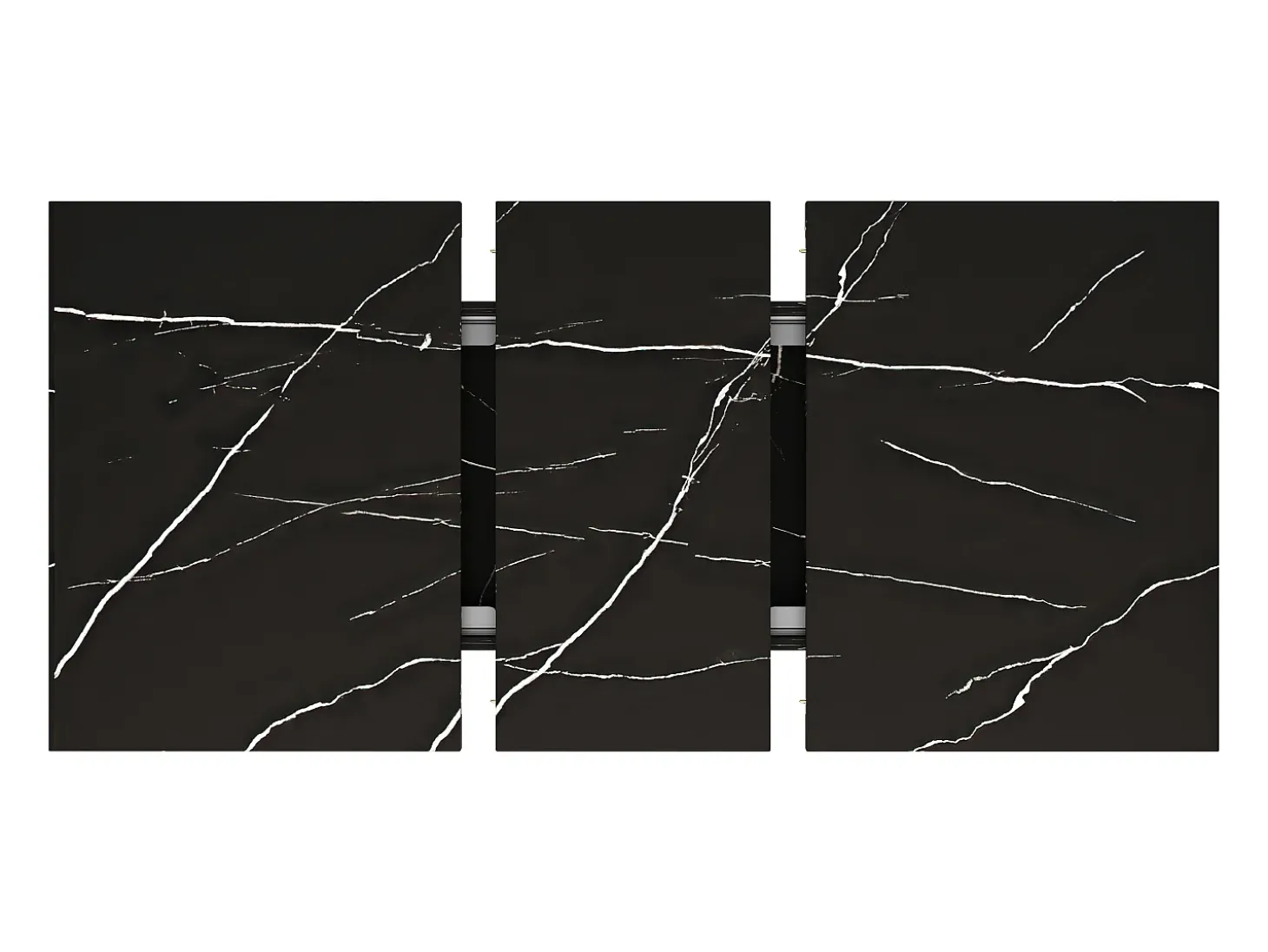 Mesa de comedor extensible para 4-6 personas 160x75cm en MDF con patas de acero regulables, chapa de mármol negro