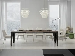 Mesa de comedor extensible evolución Flavio-Color Marrón-Ancho extensible