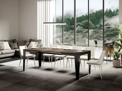 Mesa de comedor extensible evolución Flavio-Color Marrón-Ancho extensible