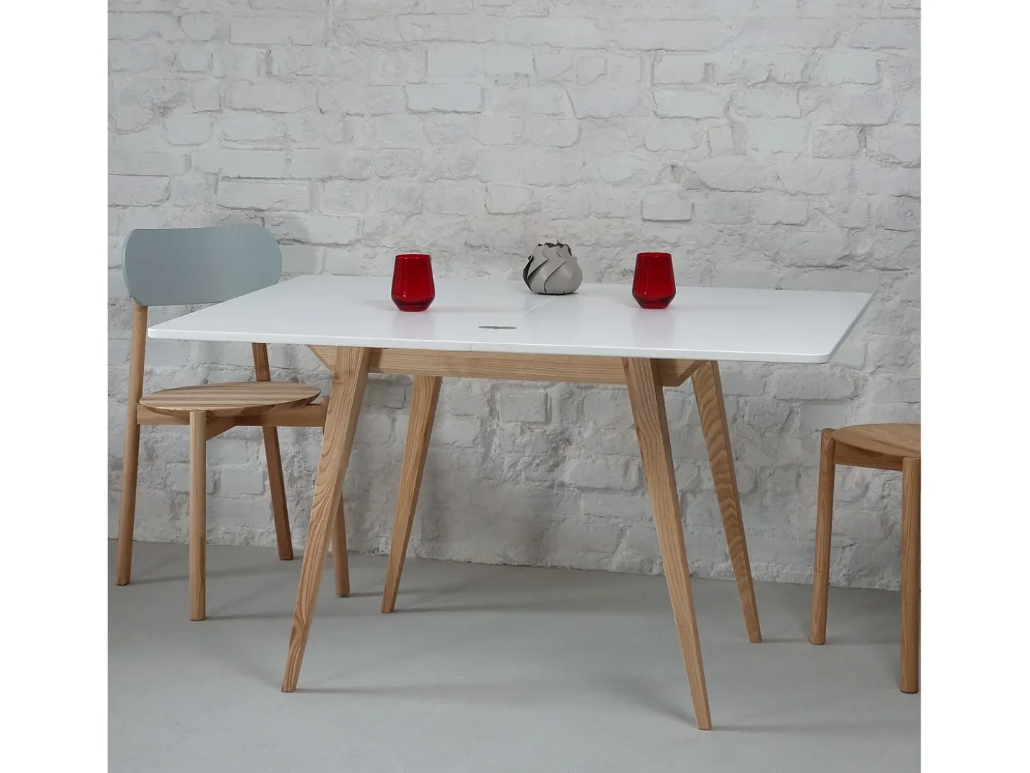 Mesa de comedor extensible 90 x 65 cm Envelope Blanca