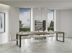 Mesa de comedor extensible tiroz-Color Marrón-Soporte 4 pies-Alargaderas -Ancho extensible