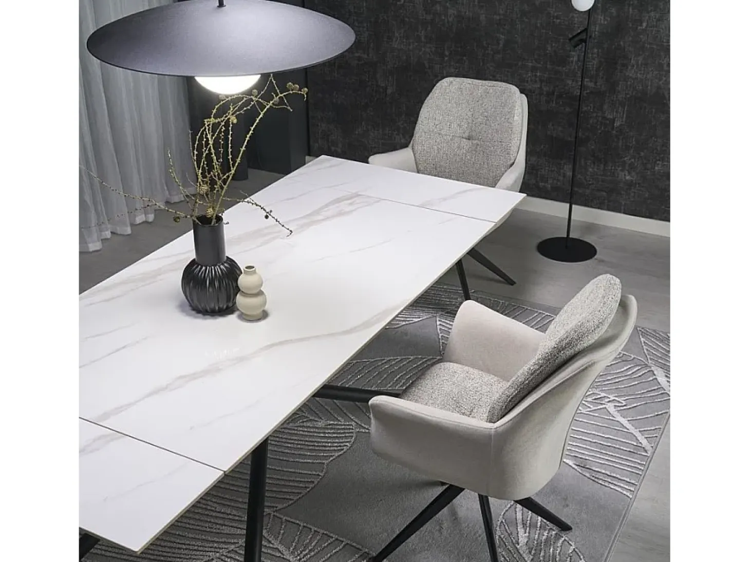 Mesa de comedor extensible 160 / 220 cm aspecto mármol blanco VIKTOR