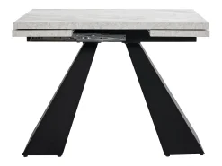 Mesa de comedor extensible 99-159×74cm para 4-6 personas con patas de metal negro - Tapa efecto mármol gris