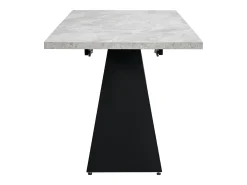 Mesa de comedor extensible 99-159×74cm para 4-6 personas con patas de metal negro - Tapa efecto mármol gris
