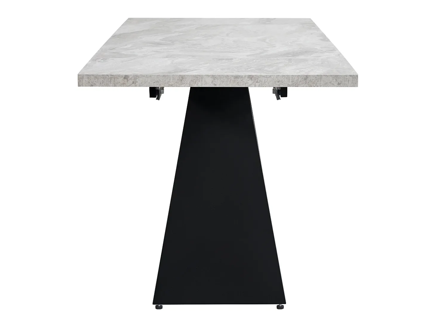 Mesa de comedor extensible 99-159×74cm para 4-6 personas con patas de metal negro - Tapa efecto mármol gris
