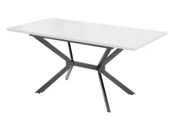 Mesa de comedor extensible 120/160x80 cm, para 4 a 6 personas, patas de metal negro, diseño minimalista (dimensiones: 120/160 x 80 x 75 cm)