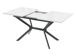 Mesa de comedor extensible 120/160x80 cm, para 4 a 6 personas, patas de metal negro, diseño minimalista (dimensiones: 120/160 x 80 x 75 cm)
