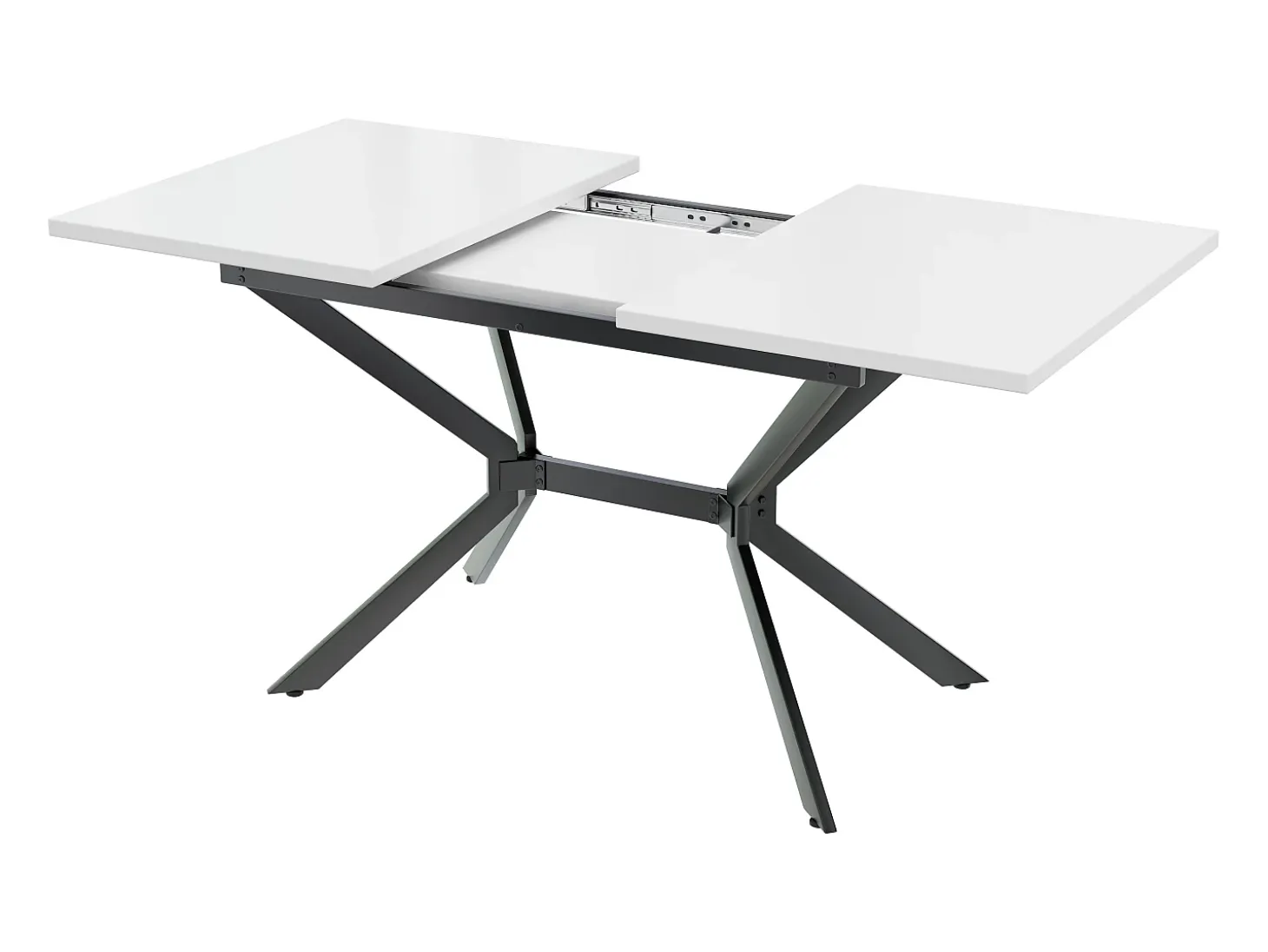 Mesa de comedor extensible 120/160x80 cm, para 4 a 6 personas, patas de metal negro, diseño minimalista (dimensiones: 120/160 x 80 x 75 cm)