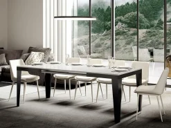 Mesa de comedor extensible evolución Flavio-Color Blanco-Ancho extensible