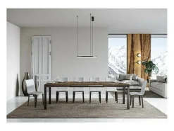 Mesa de comedor extensible Karry-Color Marrón-Soporte 4 pies-Ancho extensible
