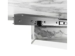 Mesa de comedor extensible con tablero de MDF chapado en mármol y patas de hierro negro