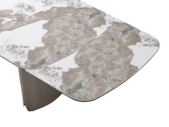 Mesa de comedor extensible para 6 a 10 personas en cerámica, cristal templado y metal bronce - Efecto mármol blanco y gris - FARUDI de Maison Céphy