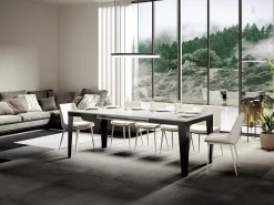 Mesa de comedor extensible evolución Flavio-Color Blanco-Ancho extensible