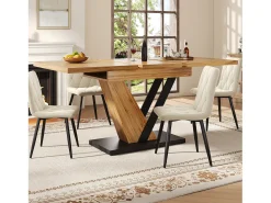 Mesa de comedor extensible 120/160x75x75.5 cm - Para 6 personas - MDF + metal - Natural