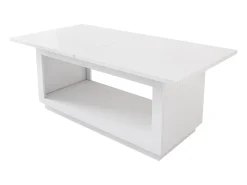 Mesa de comedor extensible, cuadrada, mesa de centro, blanca, MDF, (140/180x70x76,5 cm)