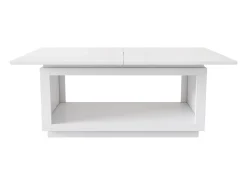 Mesa de comedor extensible, cuadrada, mesa de centro, blanca, MDF, (140/180x70x76,5 cm)