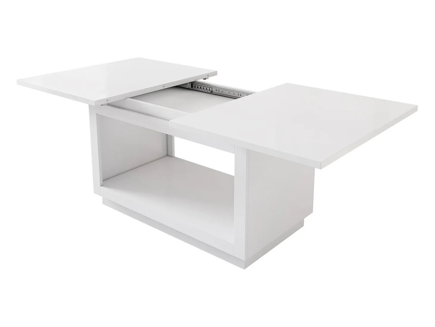 Mesa de comedor extensible, cuadrada, mesa de centro, blanca, MDF, (140/180x70x76,5 cm)