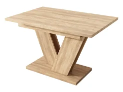 Mesa de comedor extensible - 140/180 x 80 x 75,5 cm - para 4 a 6 personas - Patas en forma de V - estilo minimalista - MDF - natural