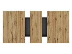 Mesa de comedor extensible para 4 a 6 personas, 110-140 x 80 cm - Con 2 puertas de ratán - Negro y natural claro