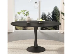 Mesa de comedor extensible - 100/140 x 100 x 75 cm - sencilla y moderna - MDF - negra
