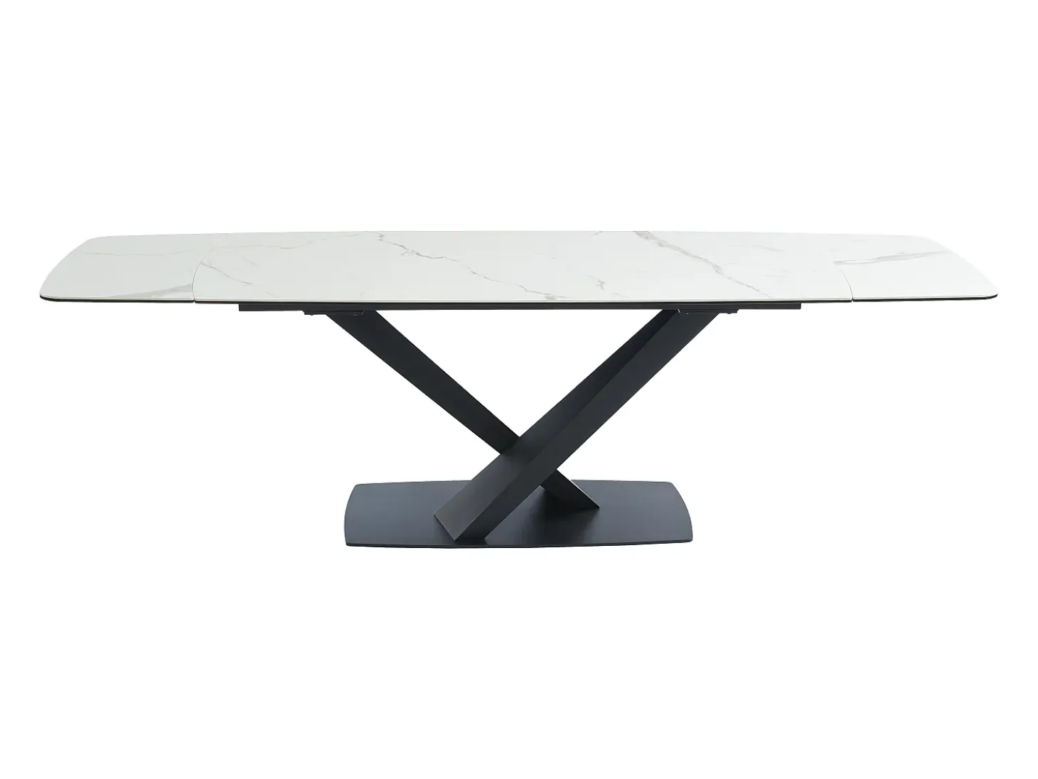 Mesa de comedor extensible de cerámica y metal - Efecto mármol blanco y negro - MALATA