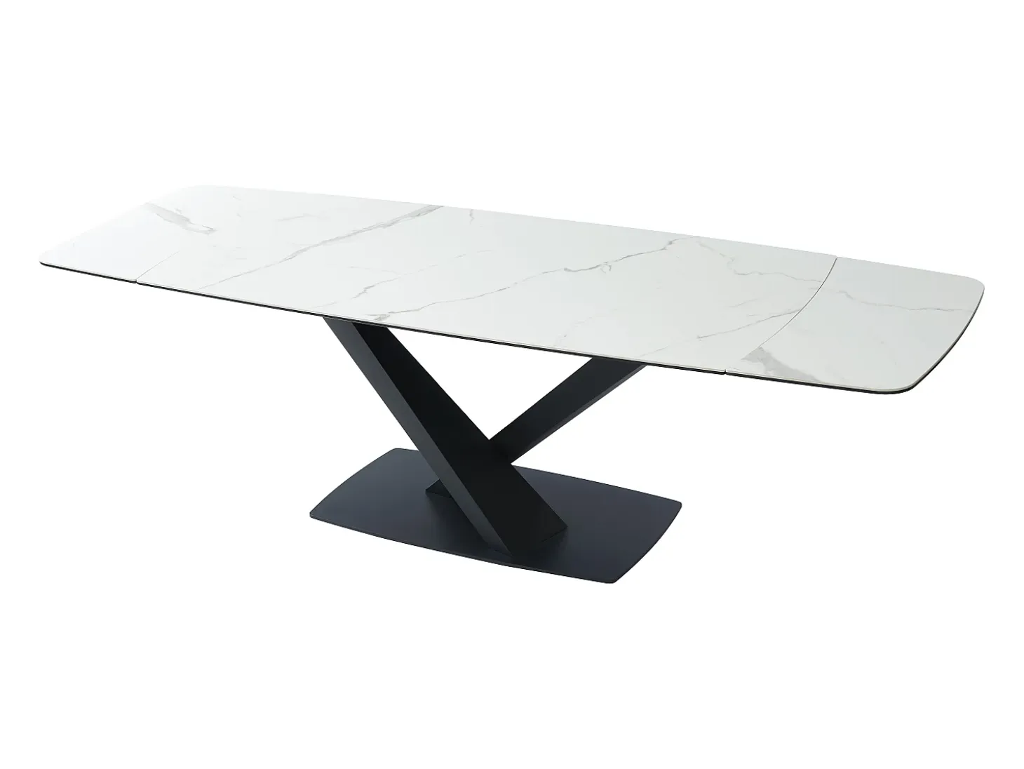 Mesa de comedor extensible de cerámica y metal - Efecto mármol blanco y negro - MALATA