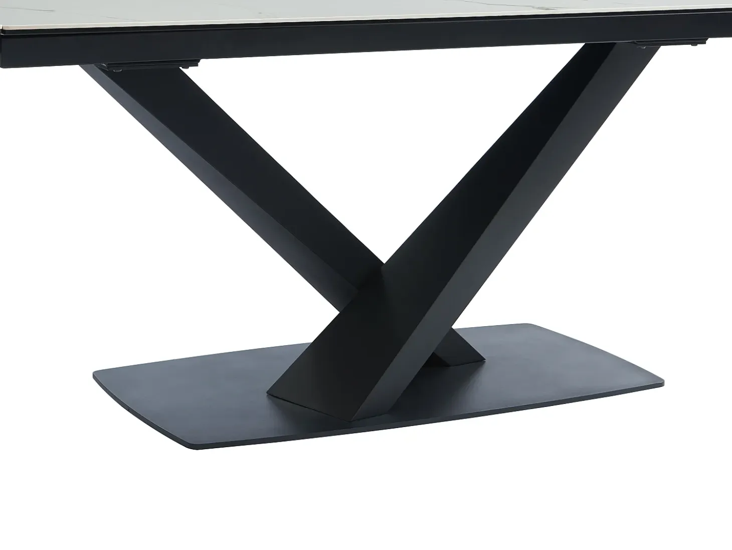 Mesa de comedor extensible de cerámica y metal - Efecto mármol blanco y negro - MALATA