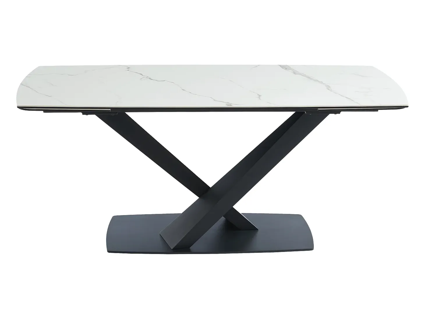 Mesa de comedor extensible de cerámica y metal - Efecto mármol blanco y negro - MALATA