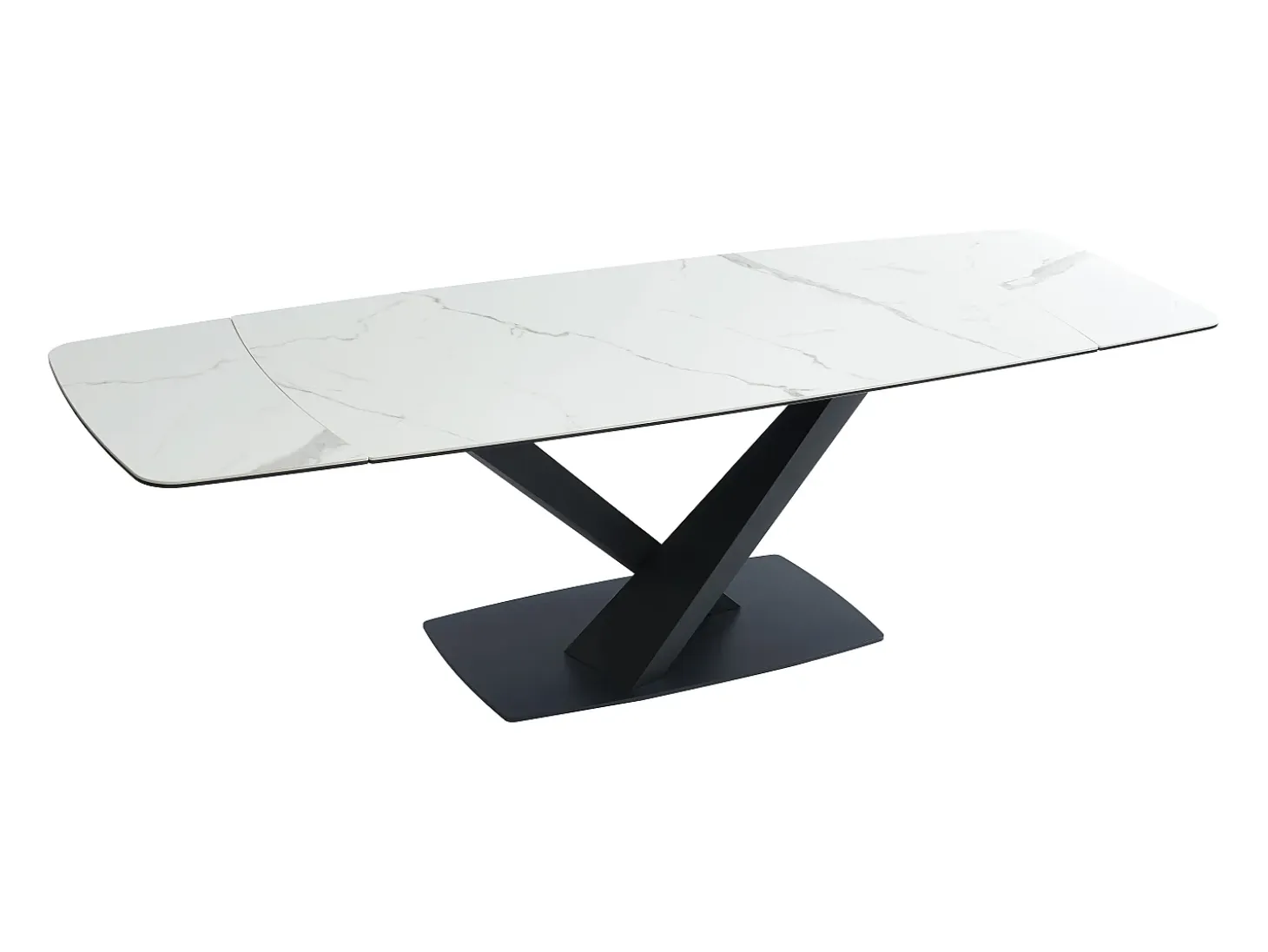 Mesa de comedor extensible de cerámica y metal - Efecto mármol blanco y negro - MALATA