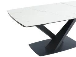 Mesa de comedor extensible de cerámica y metal - Efecto mármol blanco y negro - MALATA
