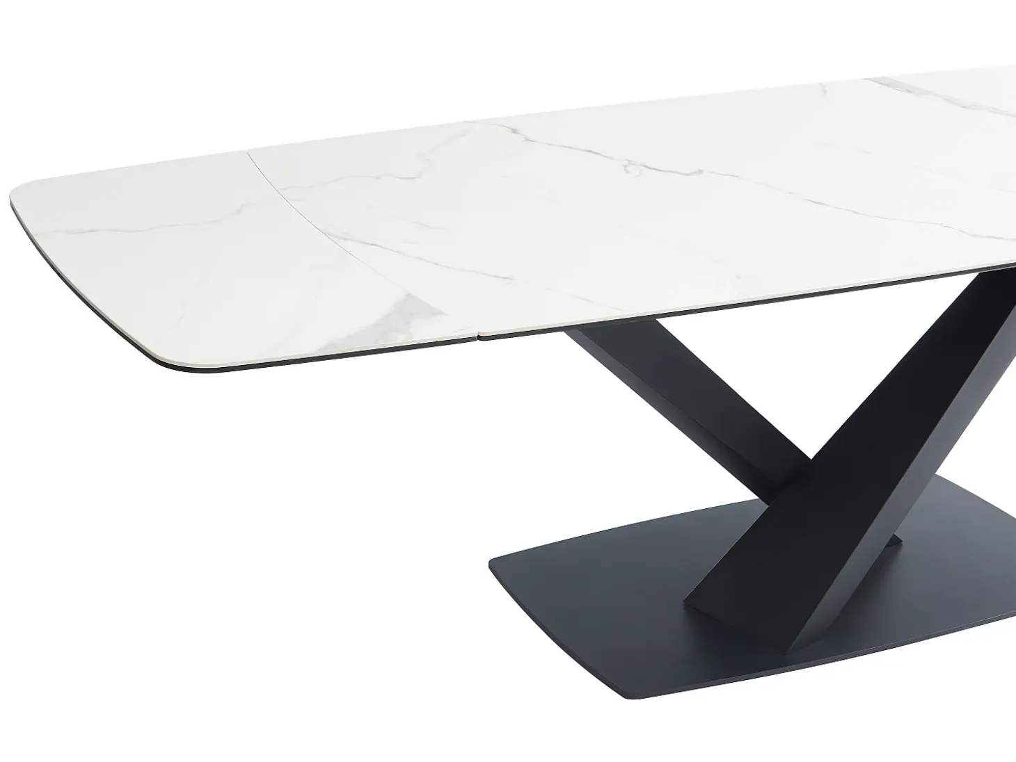 Mesa de comedor extensible de cerámica y metal - Efecto mármol blanco y negro - MALATA