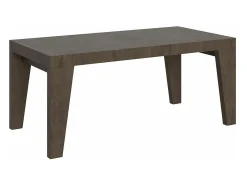 Mesa de comedor extensible de madera Naxo.-Color Gris cemento-Base y soporte con ruedas-Alargaderas -Ancho extensible