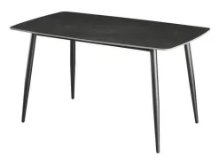 Mesa de Comedor Fija – 140x80x76 cm, Tapa Cerámica de Piedra Sinterizada Imitación Mármol Negro, Patas Metálicas en Negro, Diseño Moderno y Elegante