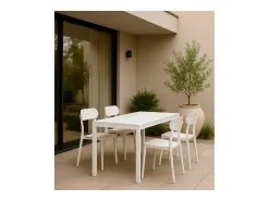Mesa de Comedor Fija – 120x80x75 cm, Polipropileno Blanco, Apta para Exterior, Diseño Moderno y Resistente.