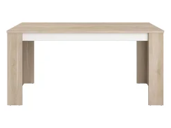 Mesa de comedor fija Azzaro en roble japonés y blanco mate 76x158x88 cm