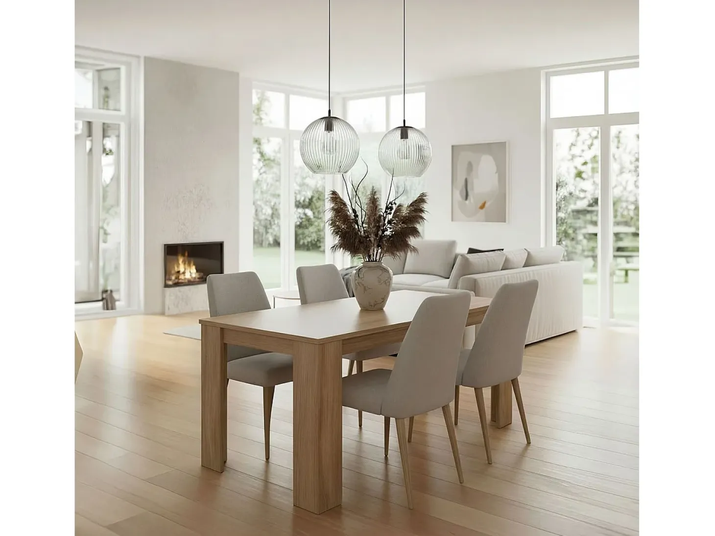 Mesa de comedor fija en roble canadian 140X80 cm Naya Roble Canadian