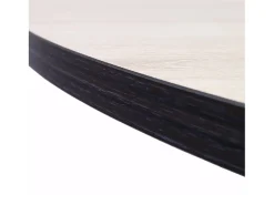 Mesa de comedor fija redonda ZEN, 90x90x77cm, Capacidad hasta 4 personas, Color roble y negro, Patas metálicas negro lacado mate