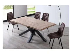 Mesa de comedor fija Xena 180 tapa con forma acabado roble honey/negro, 76 cm(alto)180 cm(