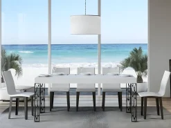 Mesa de comedor Gisa 180 cm rectangular de fresno blanco con patas de metal gris oscuro