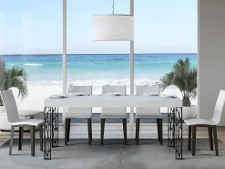 Mesa de comedor Gisa 160 cm rectangular de fresno blanco con patas de metal gris oscuro